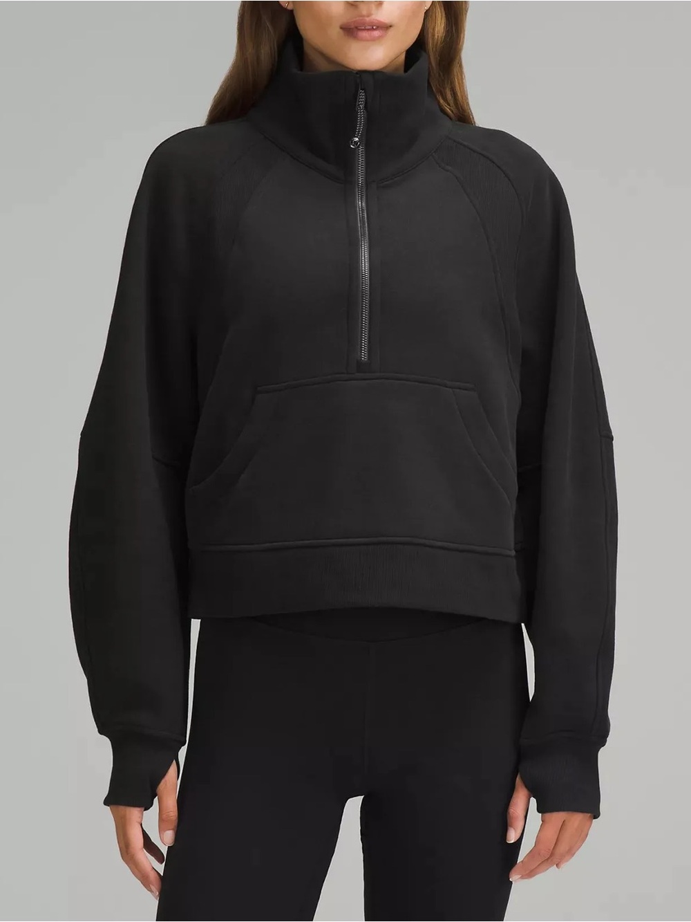 Lululemon Scuba Oversized Funnel Neck Fleece Sweatshirt Black W3FJ6S XS/S